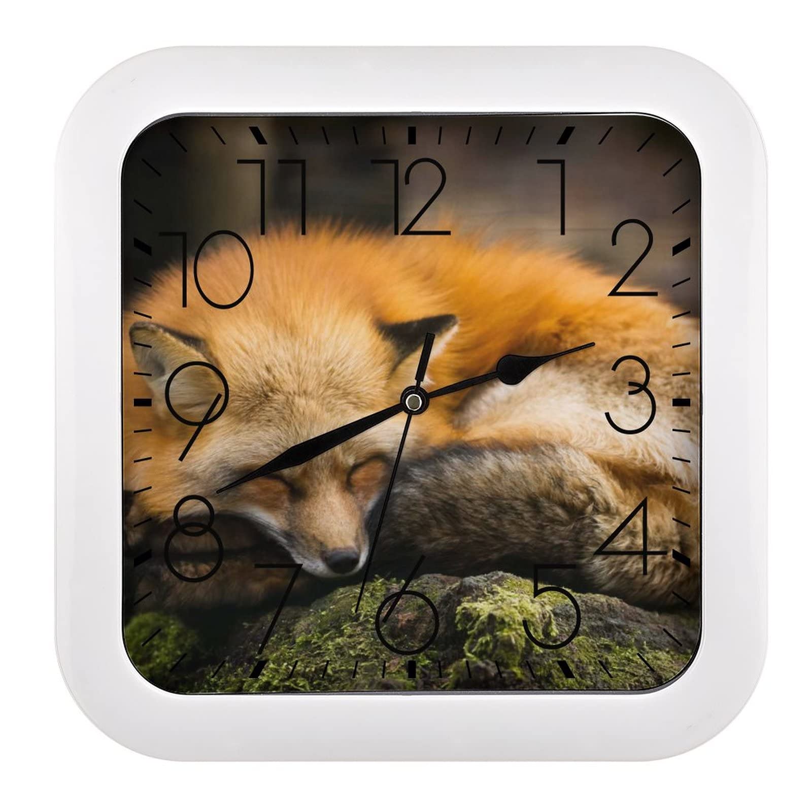 Horloge murale renard endormi pour une décoration de salon tendre et apaisante