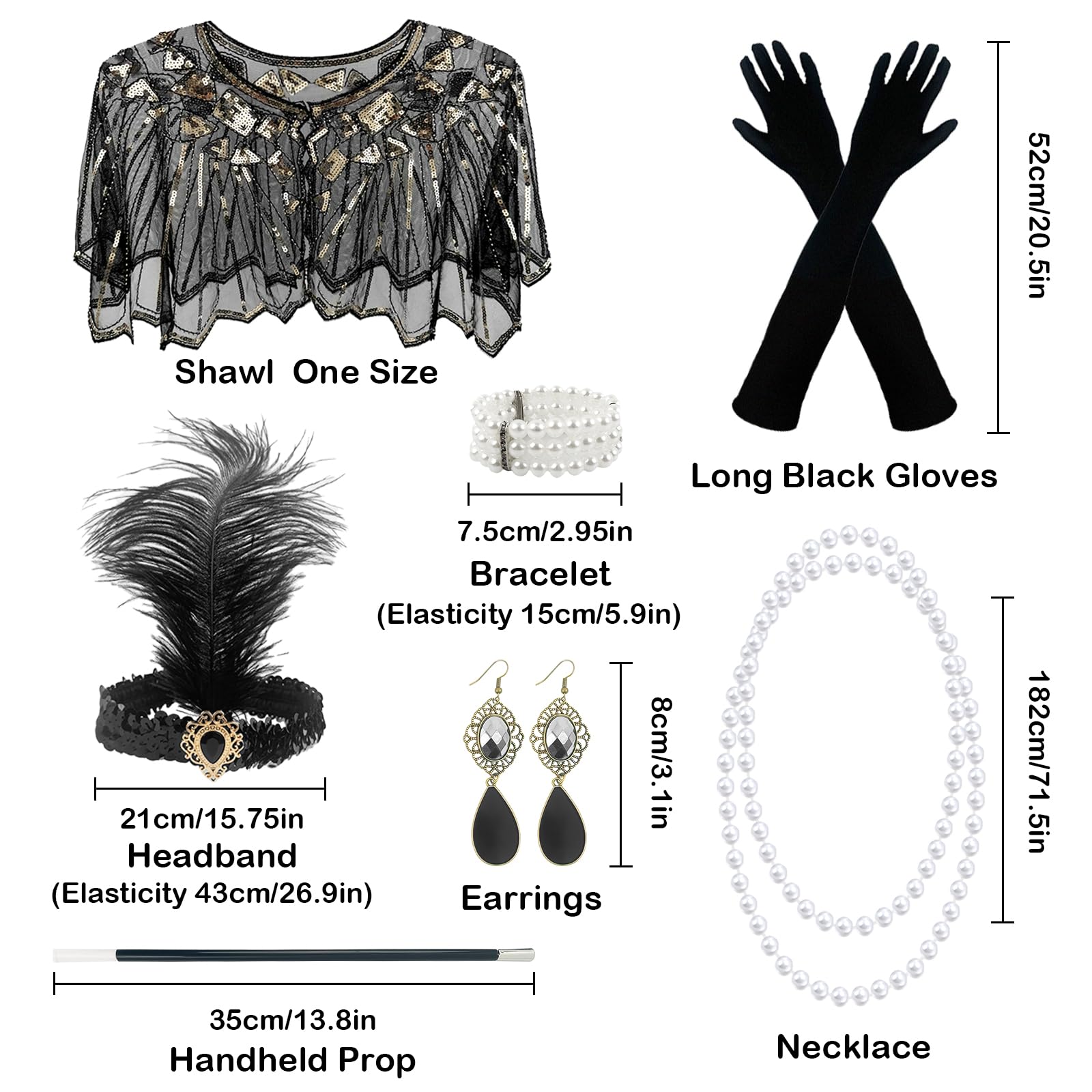GOTRUST 7PCS 1920s Accessories Set for Women Flapper Great Gatsby Costume - Image 2