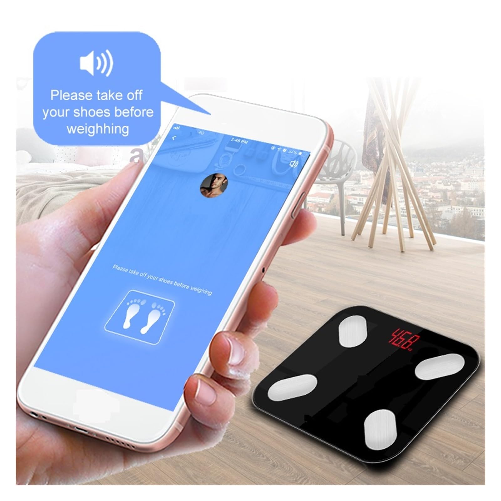 Body Fat Scale Floor Scientific Smart Electronic LED Peso Digitale Bilancia Da Bagno Bluetooth Preciso E Facile Da Leggere(Black)