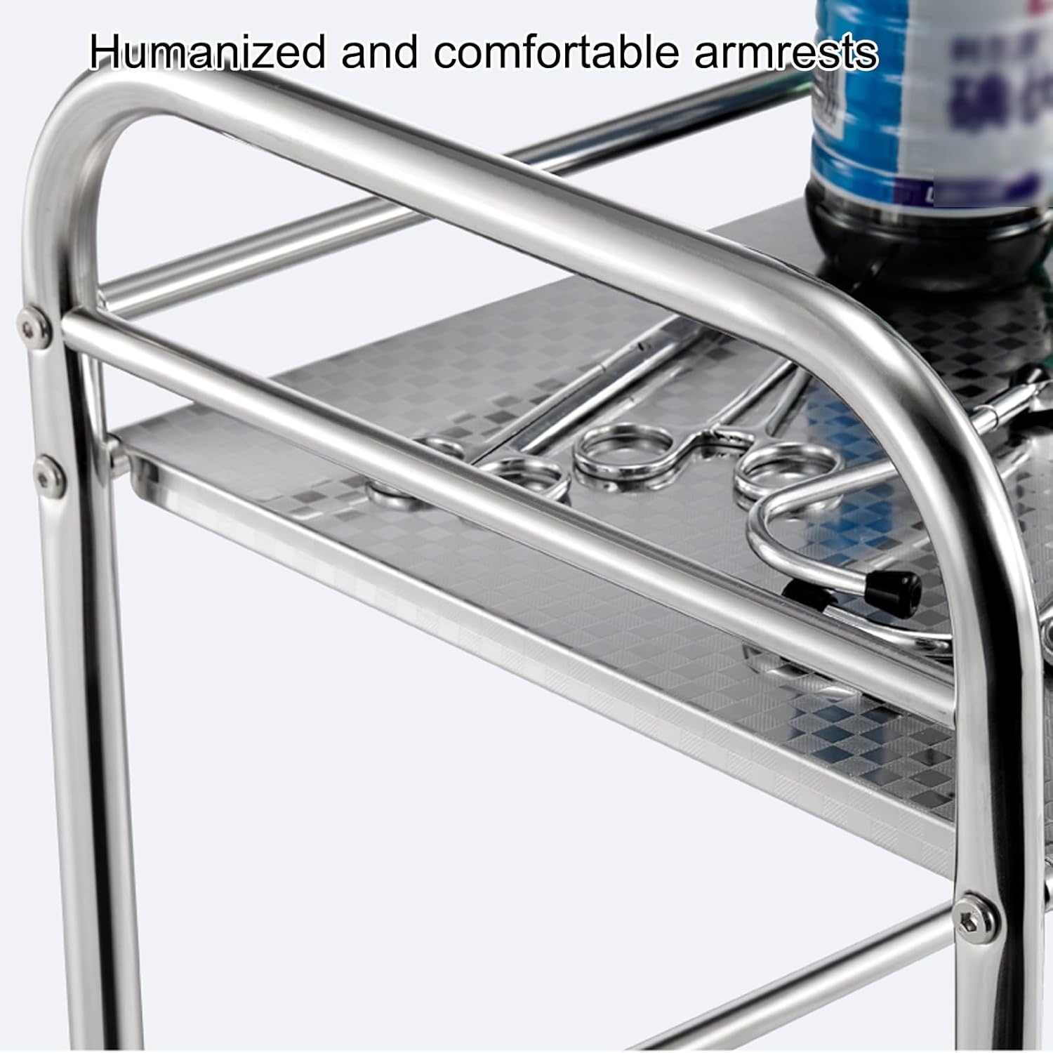 Medical Cart, 3/4-Layer Medical Trolley, Lab Serving Cart with Swivel Casters, Beauty Storage Cart, Shelf Stainless Steel Utility Cart, for Lab, Clinic, Hospital, Salon(One Color-100Cm)