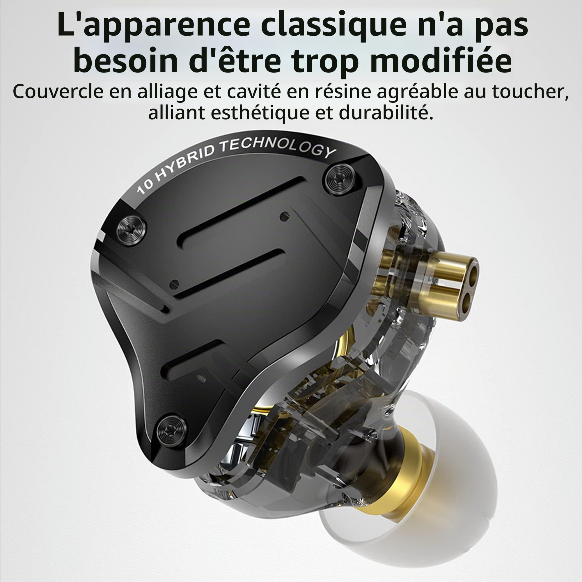 Écouteurs intra-auriculaires KZ ZS10 PRO X, écouteurs IEM avec conducteur hybride 4BA+1DD amélioré, écouteurs filaires HiFi en métal pour gaming, pour chanteurs, bassistes, batteurs, guitaristes