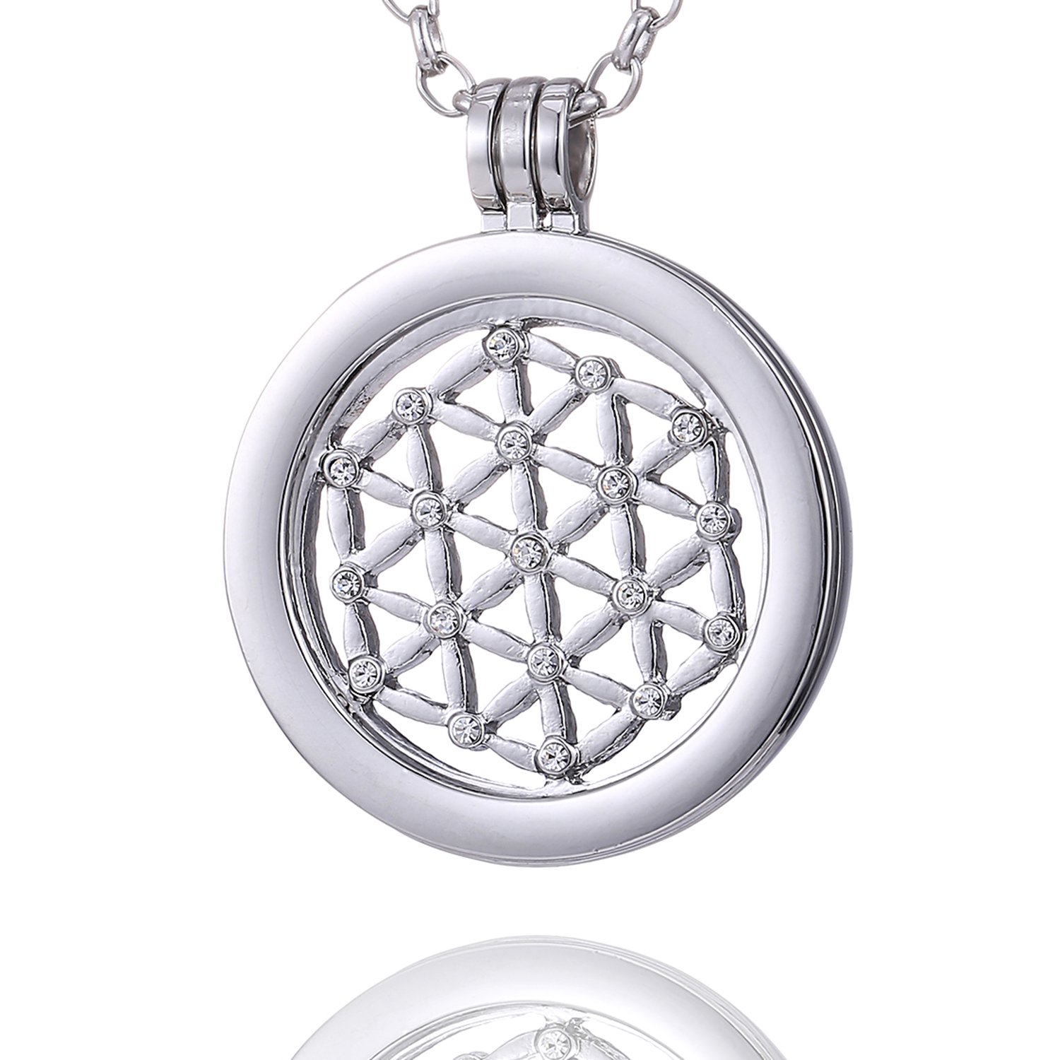 Morella Mujeres Collar 70 cm Acero Inoxidable y Colgante Amuleto Coin 33 mm en Bolsa para Joyas — view 14