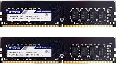 Timetec 32GB KIT(2x16GB) DDR4 2666MHz PC4-21300 Non-ECC Unbuffered 1.2V CL19 2Rx8 Dual Rank 288 Pin UDIMM Desktop Memory RAM Module Upgrade (32GB KIT(2x16GB))