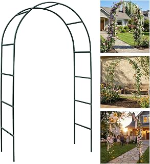 Metal Pergola Arbor, Outdoor Flower Garden Arch Trellis, Steel Garden Arbor for Climbing Plants, Wedding Decoration, 7'8" H x 4'5" W