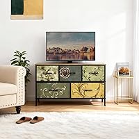 Vista 32 de OLIXIS Cómoda de 5 cajones para dormitorio, torre de almacenamiento de tela para sala de estar, entrada, marco de acero resistente, parte superior