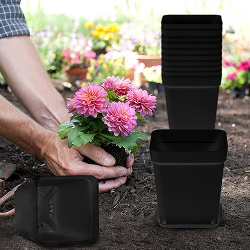Miniatura 7 de Paquete de 40 macetas pequeñas cuadradas de plástico de 2.7 pulgadas, macetas de inicio de semillas, macetas de trasplante de vivero, contenedor con