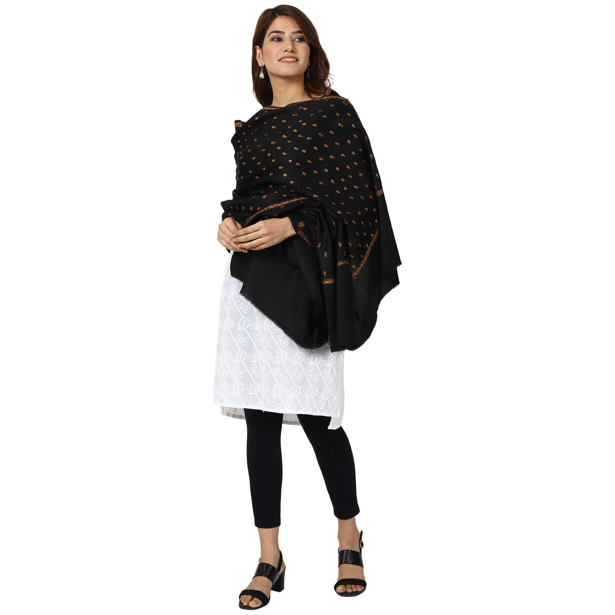 Women's Kashmiri Hand Embroidered Pure Wool Shawl-image-12
