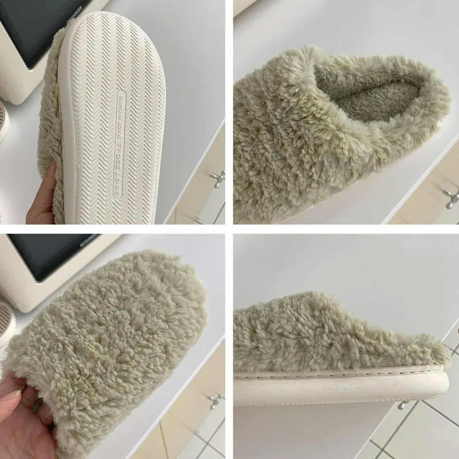 MdybF Pantuflas de casa de color sólido para mujeres y niñas, lindas pantuflas de invierno cálidas para el hogar, zapatos de mujer