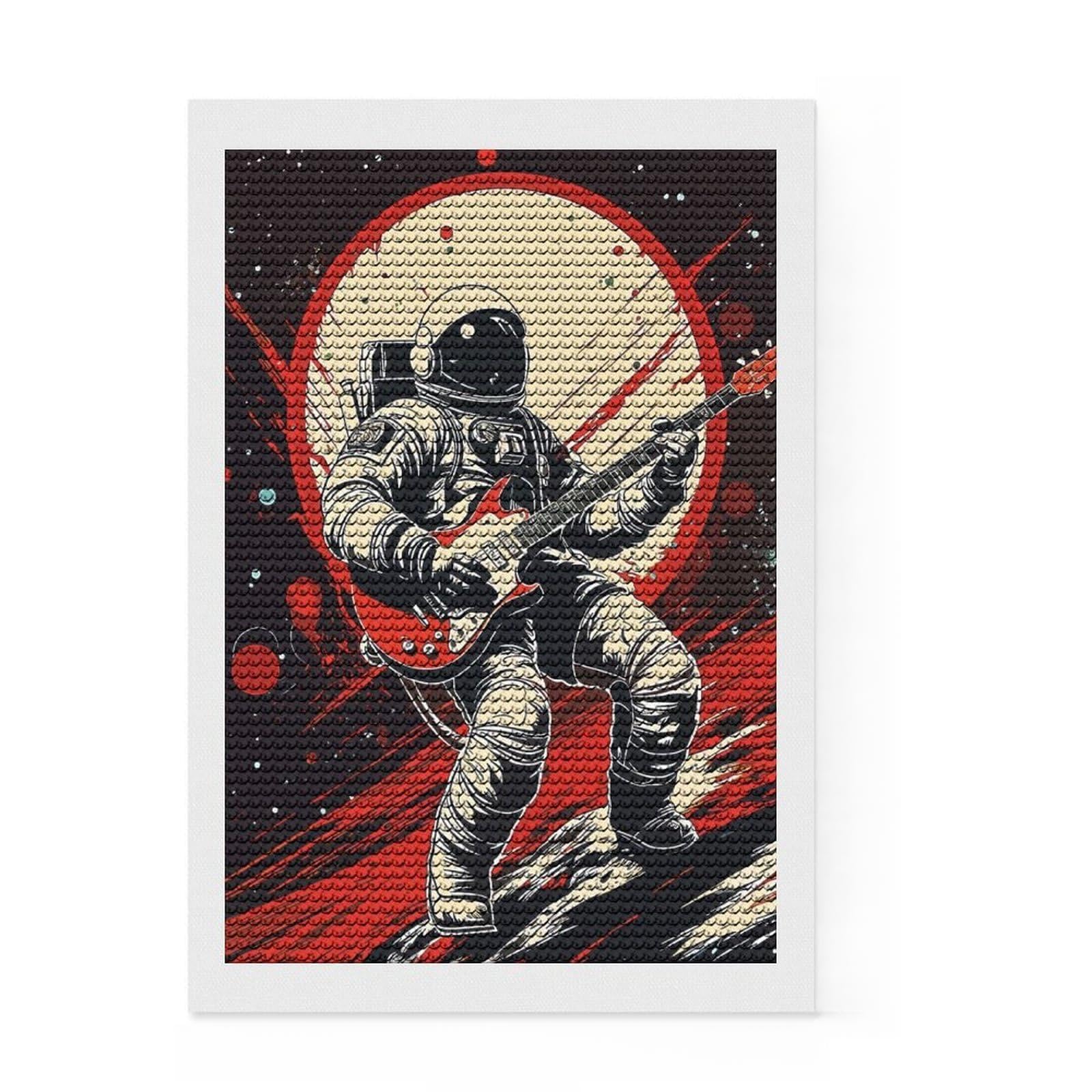 Junmoney Music Astronaut Diamond Art Kit 8"x12", Boho Decor, Relaxing DIY, Christmas Gift, Relaxing Handmade Project, Festive Home Decor