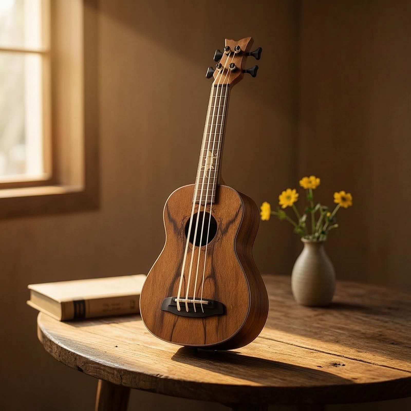 Ukulele Basso Opaco Mini Basso Legno Strumento a Corde per Studenti,