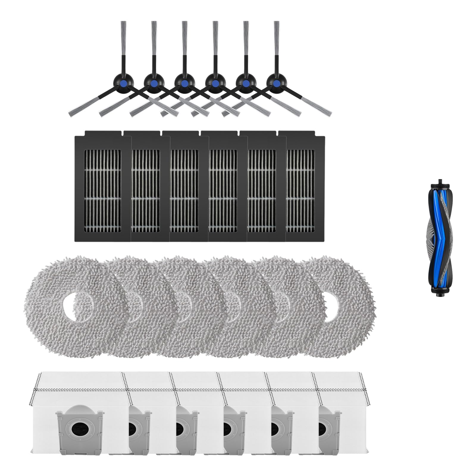Tsophreniq Main Brush Vacuum Cleaners Filter Replacement Part Side Brush Vacuum Bag Suitable for Cleaners Roller