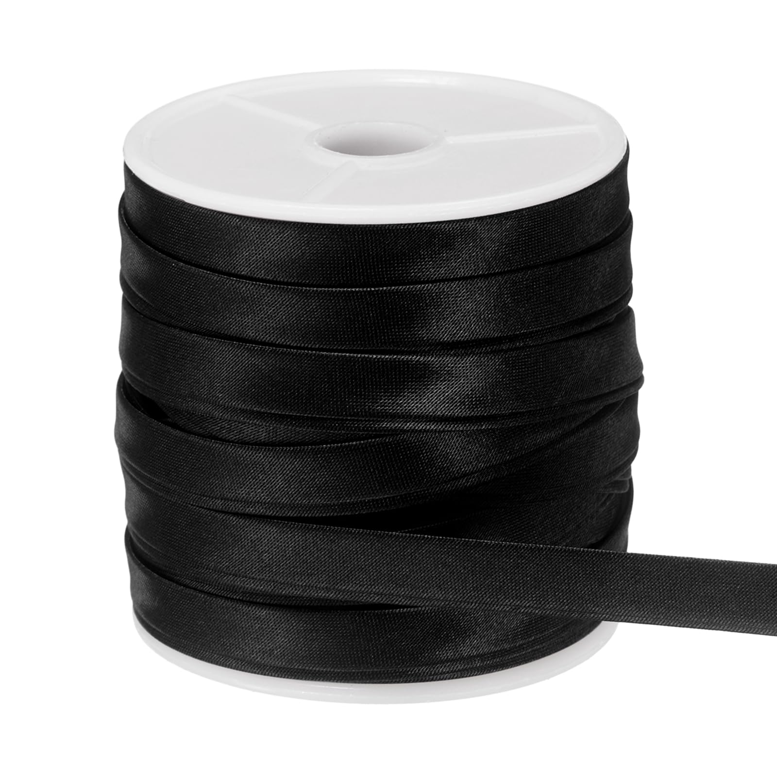 Ruban de biais en satin pré-plié noir pour ourlet net sans effilochage