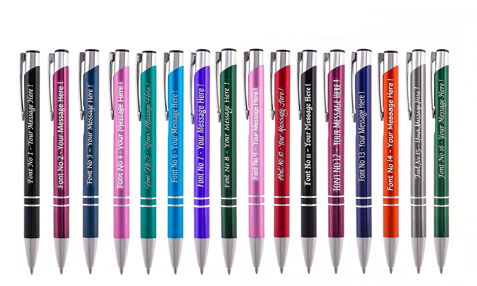 Sticky Art UK Personalised Engraved Writing Pen - BUY 5 GET 5 FREE! - Elegant Metal Design - Gift for Birthday - Teacher Christmas