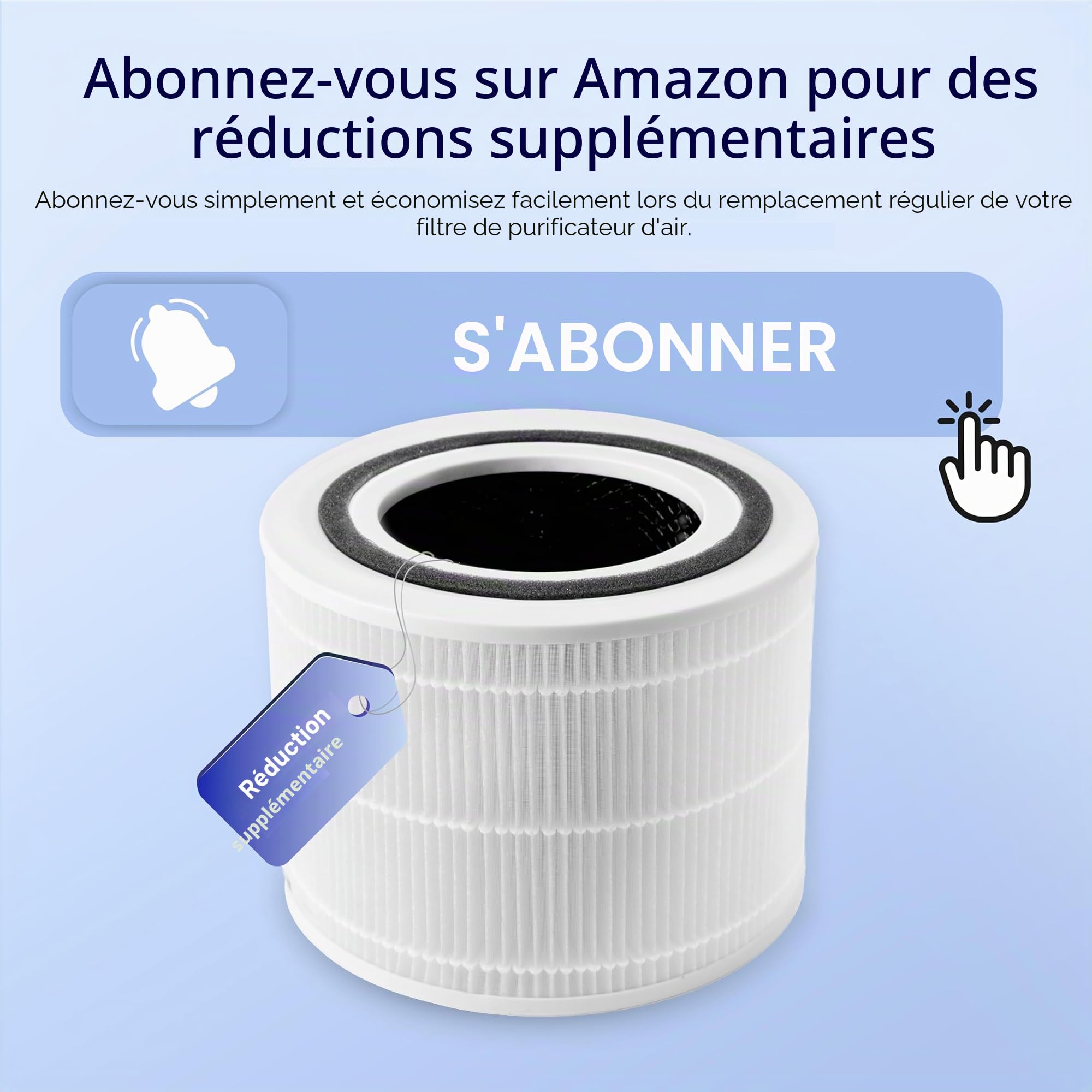 LEVOIT Filtre à air de rechange pour purificateur d'air Core 300S et Core 300, filtre HEPA, filtre à charbon actif à haute efficacité et préfiltre, contre 99,97% des allergènes, poussière, pollen