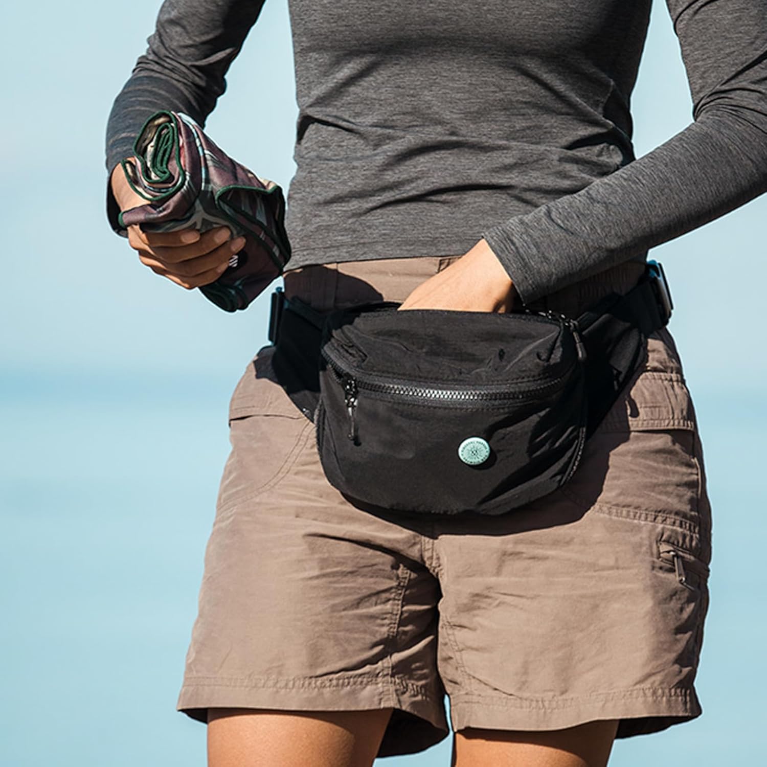 Nomadix Fanny Pack Raven Black – Lightweight, Water-Resistant Crossbody Bag for Hiking, Festivals, and Travel – Eco-Friendly Recycled Nylon with Key Clip, Dual Pockets, and Secure Storage - Image 7