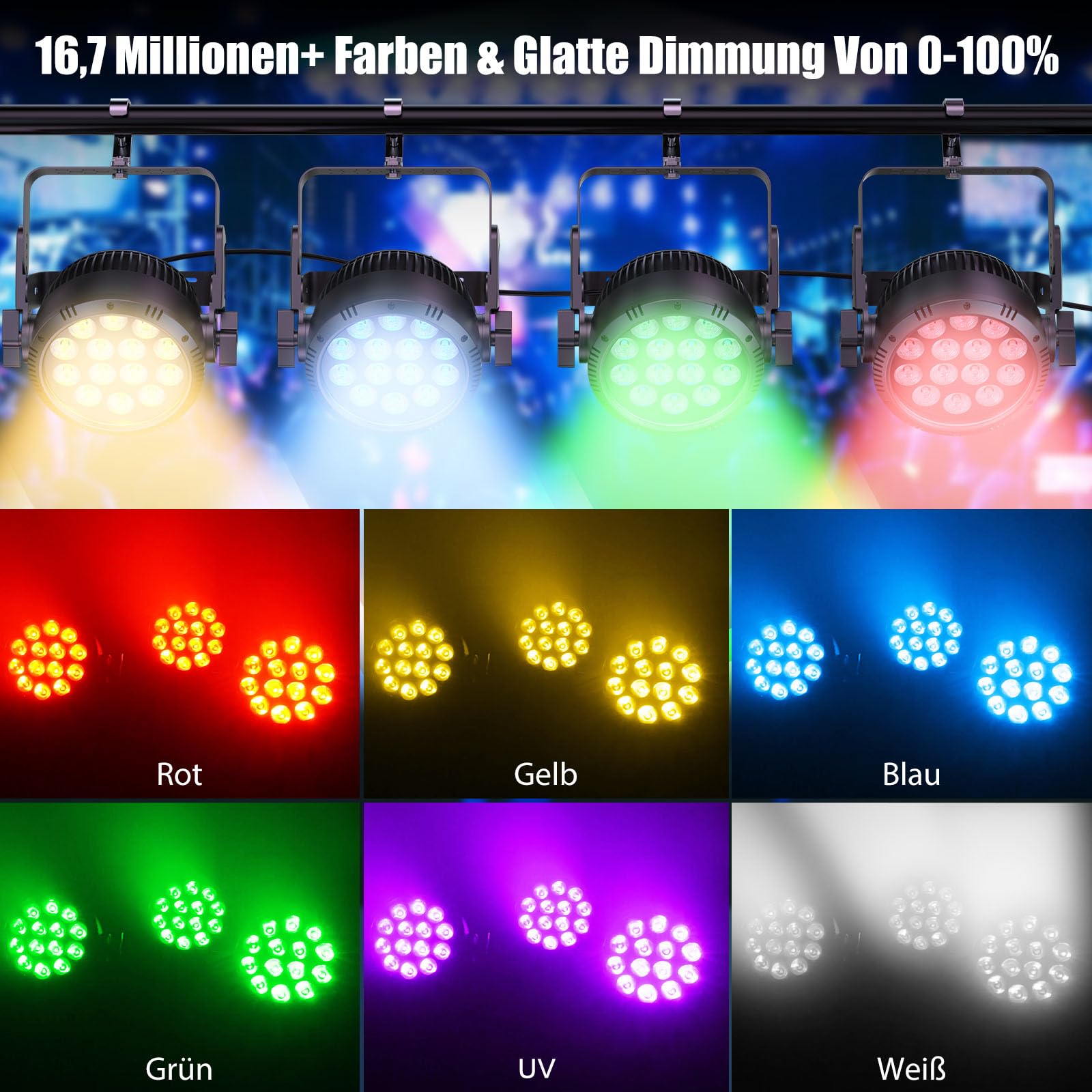Fari Par LED UKing 180W RGBW IP65 - Luci Da Palco Impermeabili Per Feste, Bar, Concerti - Foto 10