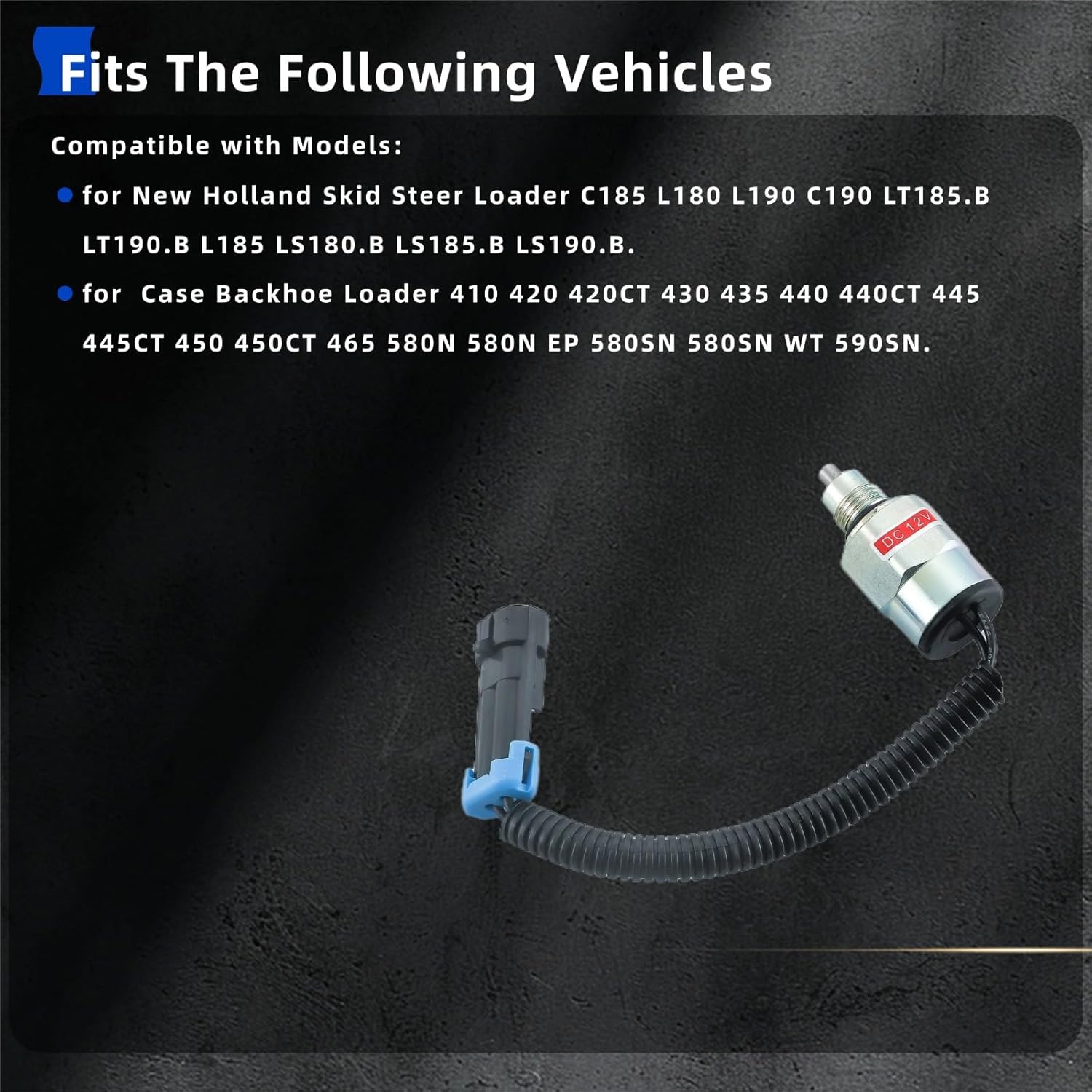 Spool Lock Out Solenoid Valve for New Holland C185 L180 L190 C190 LT185.B LT190.B L185 LS180.B LS185.B LS190.B Replaces 87445987 84128131