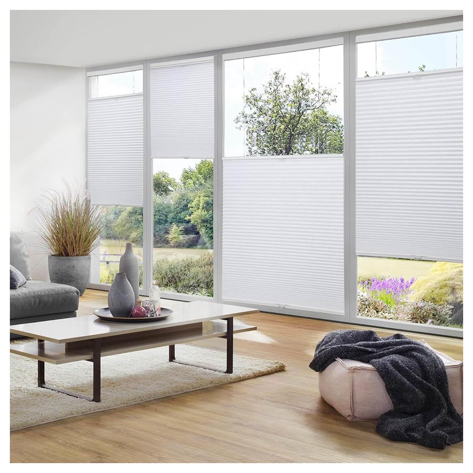 Pxzybd W×H Cordless Cellular Shades 50/55/60/65/70/75/80/90/100Cm Wide,White Honeycomb Blinds For Windows,Blackout/Thermal/Privacy Cellular Pleated Shades,Bottom Up Top Down Curtains,-90×120Cm(35.4*47.2In)