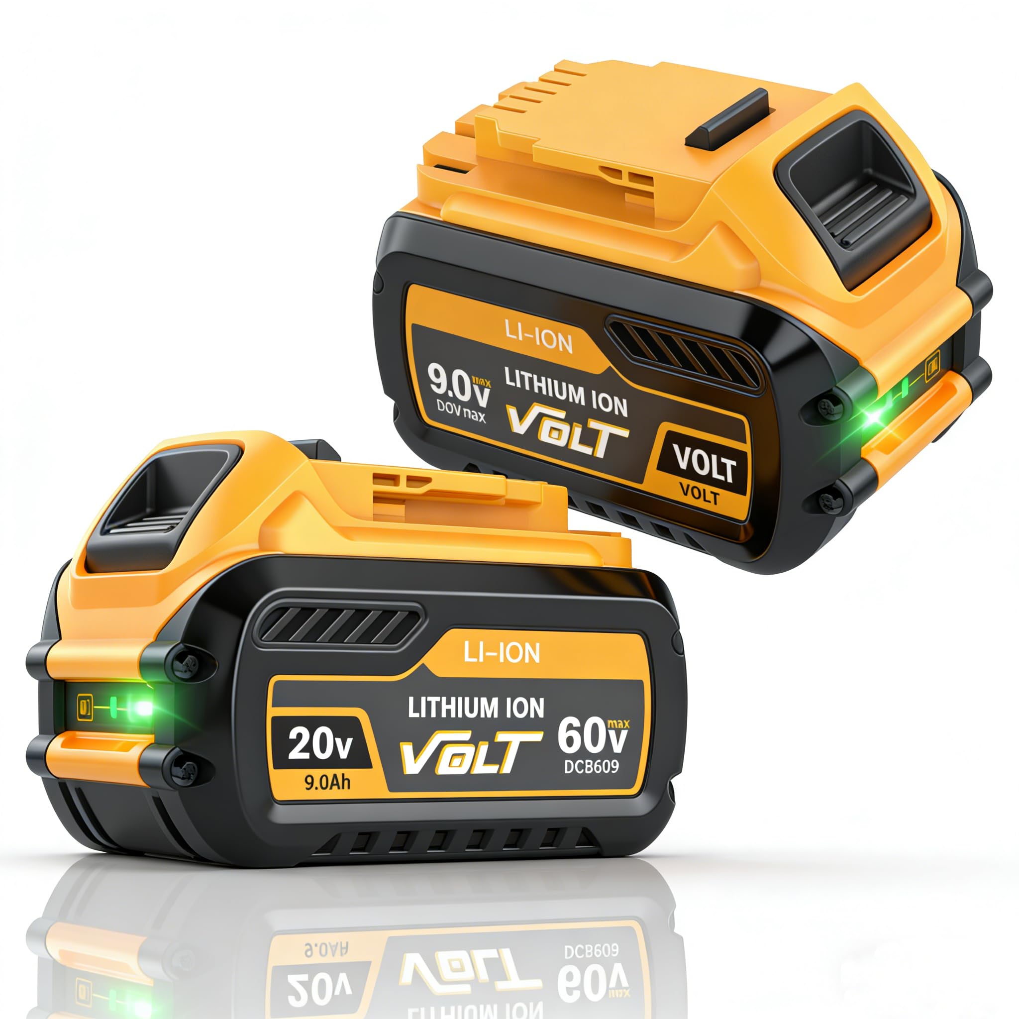 2 baterías FlexVolt XR de 20 V/60 V 9000 mAh para Dewalt DCB609 DCB606 DCB612 DCB184 DCB546 DCB200 DCB201 DCB182 compatible con herramientas eléctricas inalámbricas de 18 V, batería de iones de litio