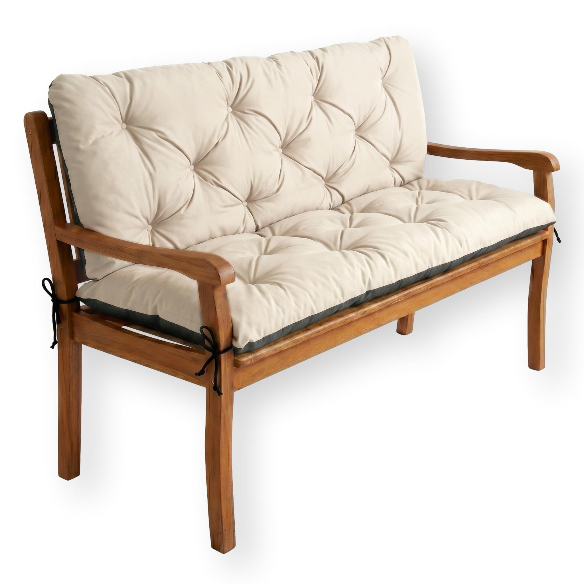 4L Textil Coussin pour banc de jardin Hollywoodschaukel - Housse de banc de jardin - Coussin de siège extérieur - Coussin de banc de jardin - Coussin de palette de jardin (110 x 50 x 50 cm, Beige)