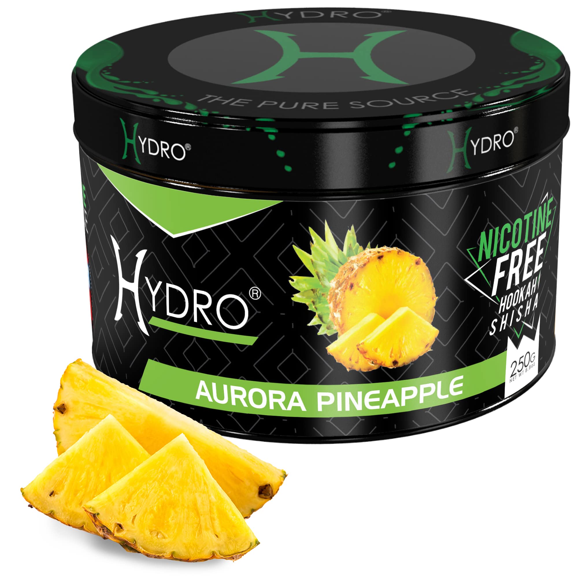 Hydro Hookah Flavors, Nicotine-Free - Signature Hookah Flavor Blends, Delicious Shisha Nicotine Free and Tobacco Free, Alternative to Hookah Tobacco, 250g [Aurora - Pineapple]