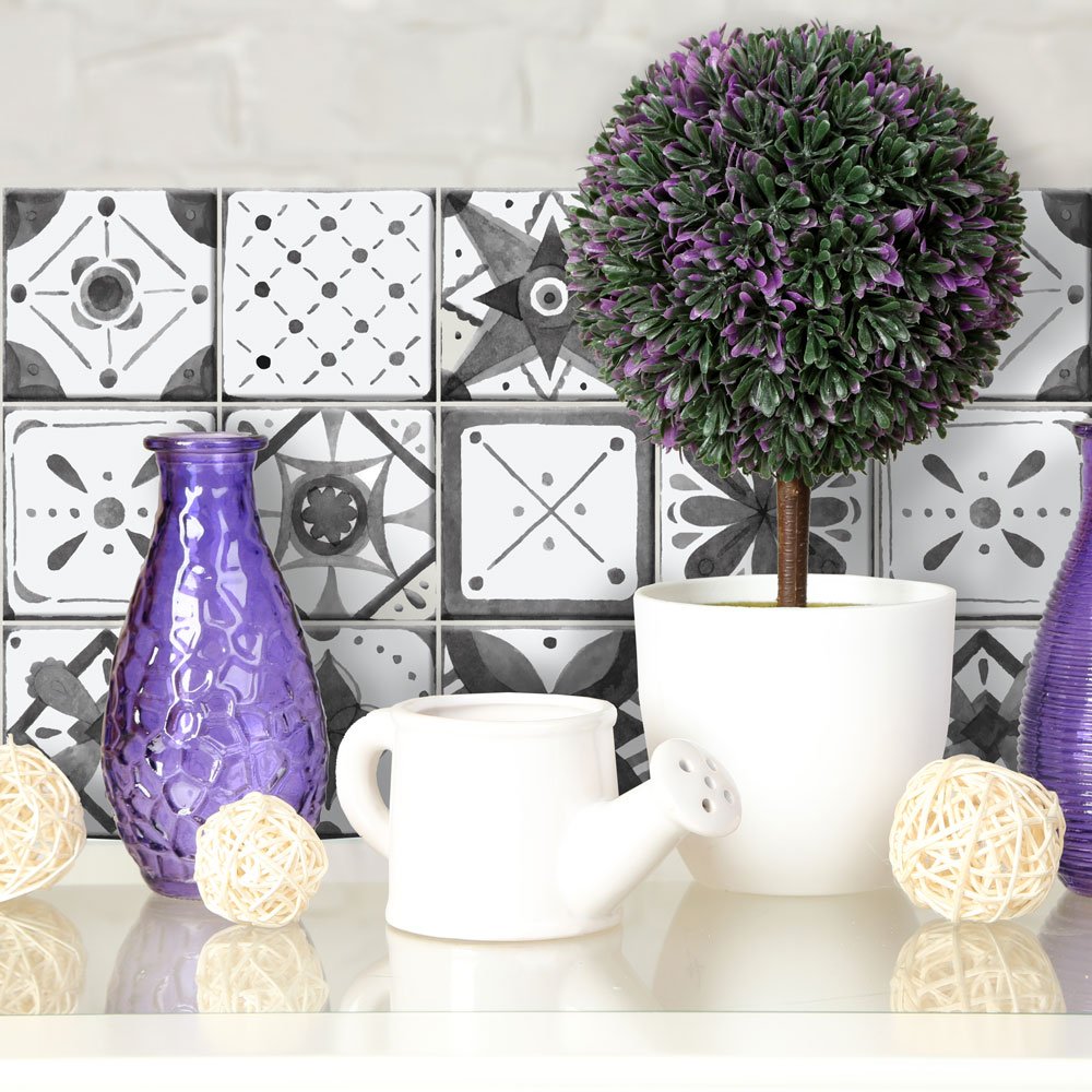 RE-COVERTILES - Pegatinas para Azulejos de Baño y Cocina 10 Piezas 20x20 cm - PS00146 Decoración de pared en PVC Azulejos Mosaico Impermeables estilo Cementina Azulejos — view 23