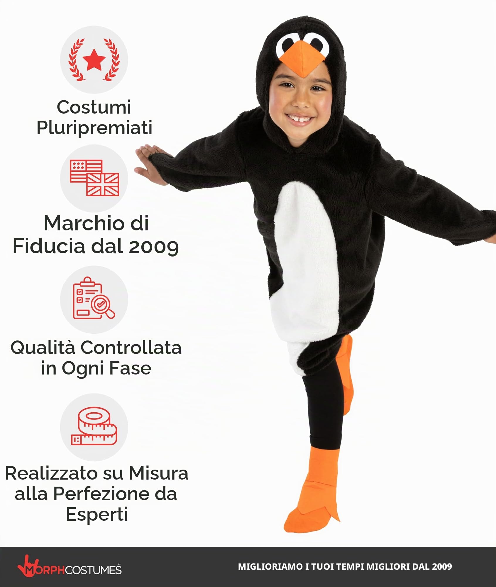 Fun Shack Costume Pinguino Bambini, Tuta Pinguino Halloween Bambini | Tuta Intera & Copriscarpe da Pinguino, Design Bianco e Nero, Perfetto per Halloween, Ideale per il Gioco di Ruolo