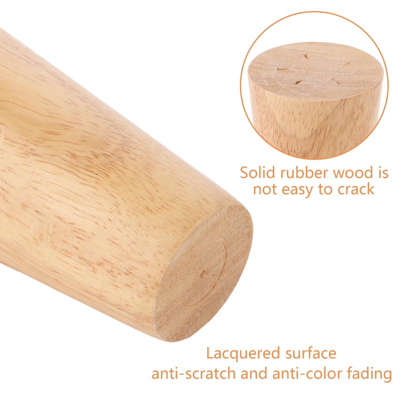 AKOLAFE 8 Stück Möbelfüße Rund 8cm Kallax Füße Holz Möbelbeine Eiche Mit Montageplatte Und Schrauben Robuste Tischbeine Schwerlaste Schrankfüße Für Sofa, Bett, Stuhl, Tisch