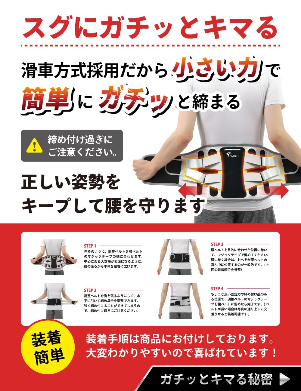 【新着商品】YAKU シセイキレイfor腰 理学療法士監修 腰サポーター 腰ベル