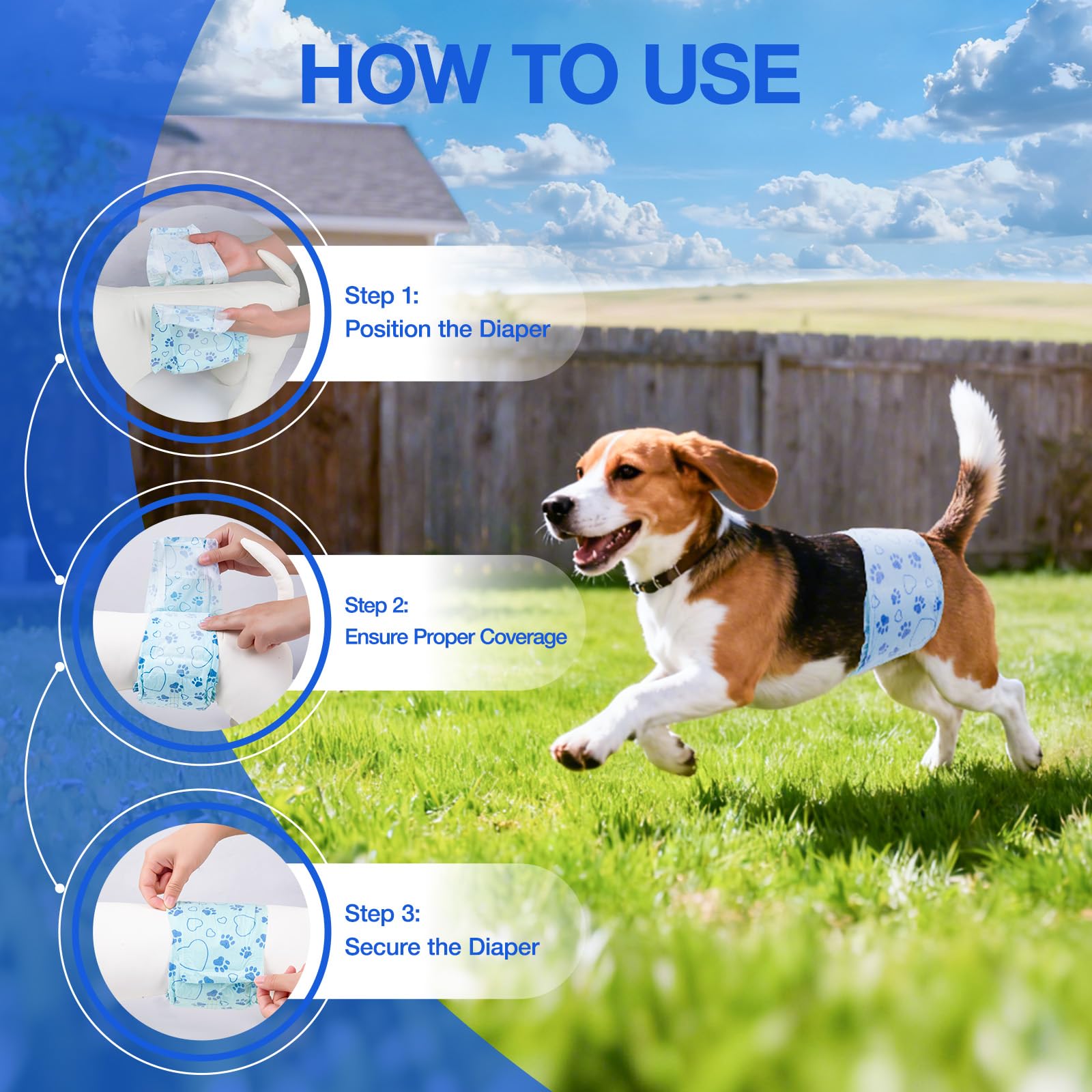 Flying Paws Pannolini per Cani, M-52 Pezzi Assorbenti con Indicatore di Umido, Protezione Antifughe, Ideale per Incontinenza, Viaggi e Addestramento