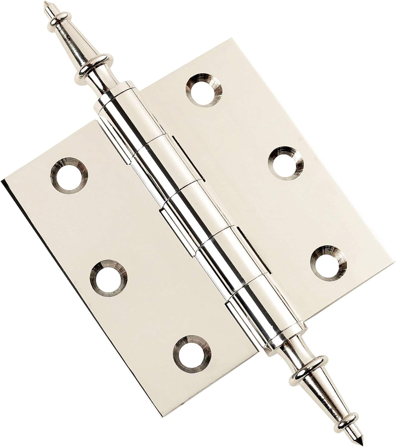 Embassy Door Hinge Solid Brass - 3 x 3 Inch, Heavy Duty, Polished Nickel, Rust Resistant Pin, Architectural Designer Grade, Home Improvement, 2 Pack