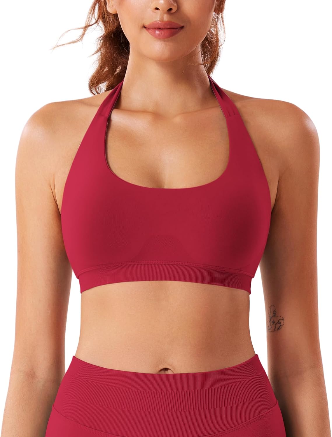 VOYJOY Women Workout Impact Bras Medium Low Support Halter Sports Bras Seamless Open Back Gym Padded Yoga Crop Top - Image 3