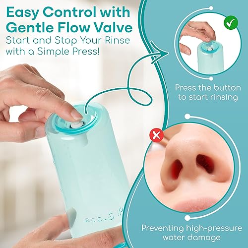 Miniatura 9 de Medi Grade Botella de enjuague sinusal, 16.9 fl oz con 30 paquetes de enjuague sinusal, sistema completo de riego nasal, limpiador de nariz Neti Pot