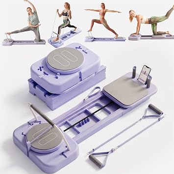 Pilates Reformer for Home, Foldable All-in-One Pilates Board with Resistance Bands, Portable Home Gym Equipment for Full Body Workout, Strength Training & Core Sculpting, 330 lbs Capacity