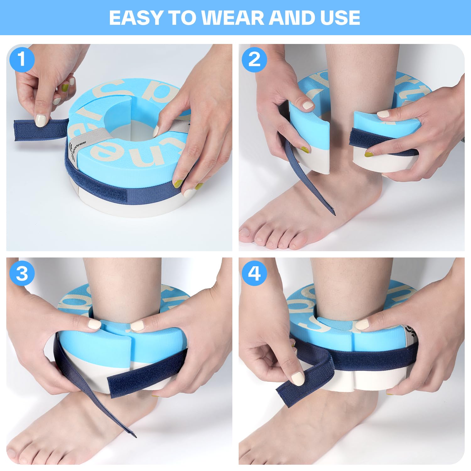 Sportneer Manchettes aquatiques en mousse – Équipement d'aérobic EVA haute densité, poids d'eau pour chevilles et bras avec boucle amovible pour Aqua Fitness, exercices en piscine et jogging aquatique