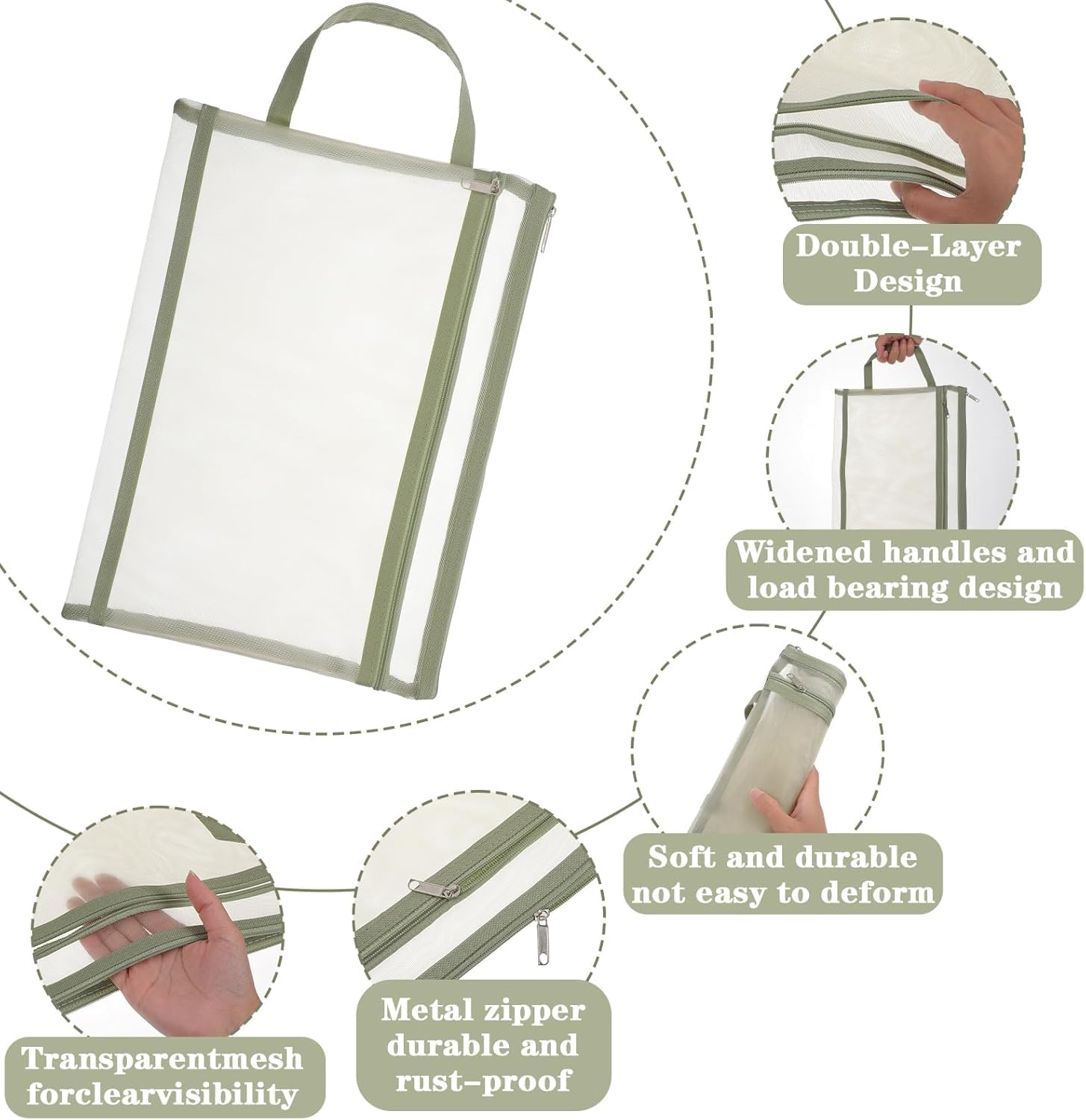 Transparent Mesh Zipper Bag A4 – Double Compartment Document Organizer with Handle for Office, School & Home 1