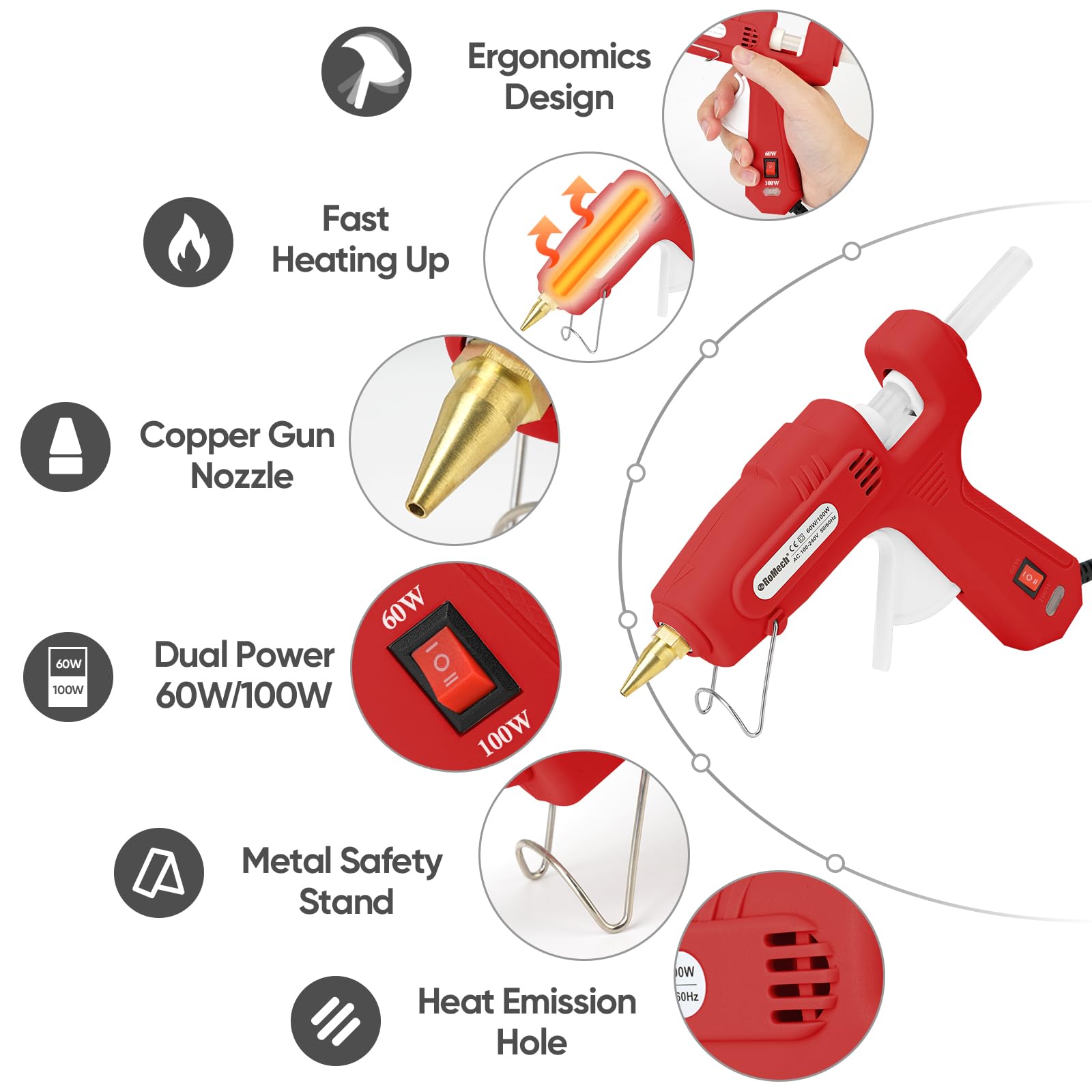 ROMECH Hot Glue Gun - Dual Temp & Sticks -2