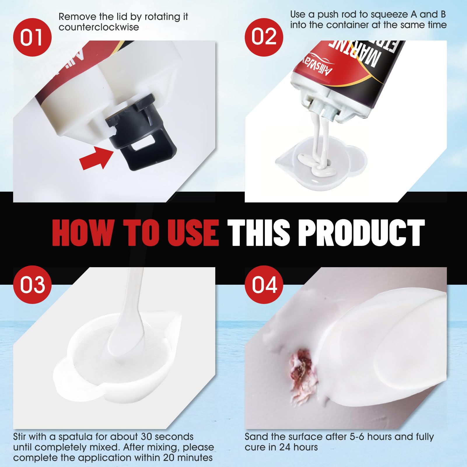 Kit Riparazione Vetroresina Bianco, Kit Vetroresina, Gelcoat Bianco Nautica, Adatto per Barche, Moto d'Acqua, Yacht, Tavole da Surf, Kayak, Impermeabile e Resistente all'Usura, 50 ml×2