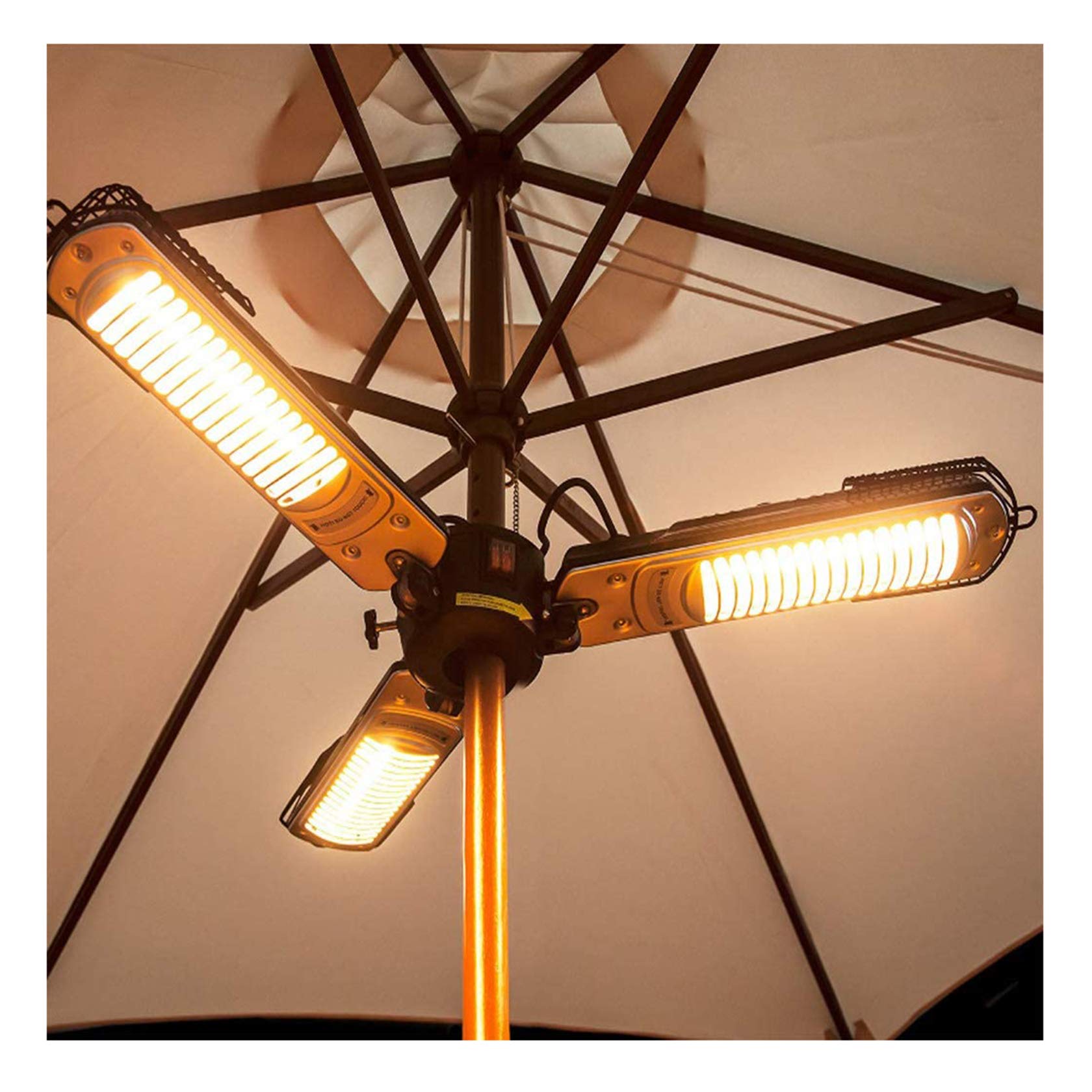 2000W Calorifero Ombrellone Elettrico Esterno Lampada Riscaldante per Giardino Gazebo Veranda Autoportante o Sospeso, Regolabile in 3 Livelli, Staffa, Regolabile in Altezza, IP44,Umbrella Style
