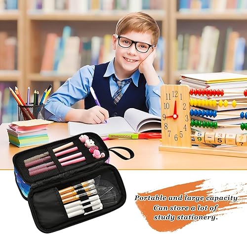 Vista 219 de Estuche para lápices de fútbol y fútbol, estuche grande para lápices para niños y niñas, compartimentos con cremallera, gran capacidad, papelería