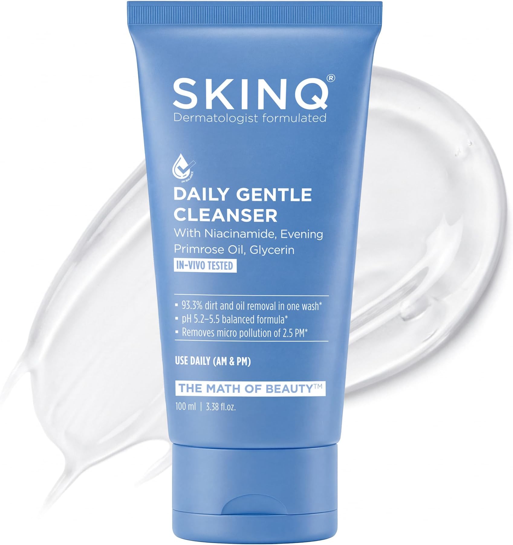 Niacinamide Face Wash for Oily Skin & Excess Oil | Removes 93.3% Dirt & Oil in One Wash | pH Balanced, No Parabens | Normal, Dry & Sensitive Skin | Made by Dermat | 100ml