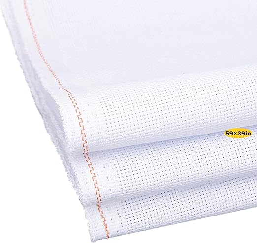 Papillon Classic Reserve Aida Cross Stitch Fabric, 14 Count White Cotton Cloth for Embroidery (59 x 39 Inch)