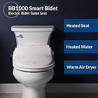Vista 3 de Bio Bidet BB1000 Asiento de bidé de agua caliente, secador de aire, asiento calefactable con tapa de cierre lento, control remoto, redondo
