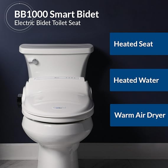 Bio Bidet Bliss BB1000 Electric Bidet Toilet Seat, Warm Water with Air Dryer, Heated Seat with Slow Close Lid, Remote Control, Elongated White