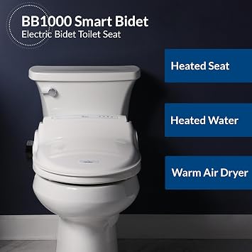 Bio Bidet Bliss BB1000 Electric Bidet Toilet Seat, Warm Water with Air Dryer, Heated Seat with Slow Close Lid, Remote Control, Elongated White