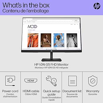 Amazon.com: HP V24i G5 FHD Monitor, AMD FreeSync Technology, HDCP