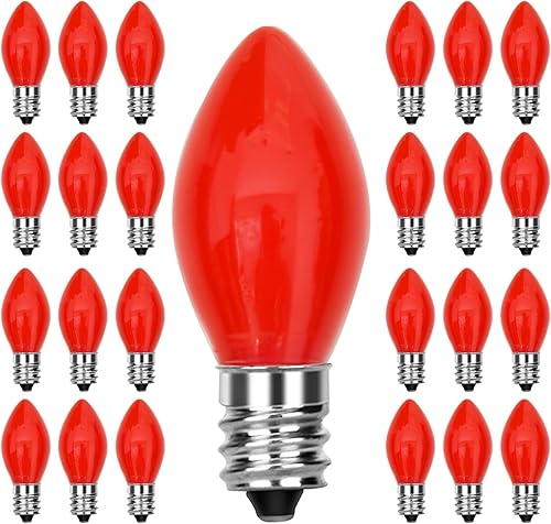 Miniatura 8 de C7 Bombillas de repuesto de Navidad, luz nocturna LED blanca de cerámica para velas de ventana y candelabros, bombillas de luz de candelabro de bajo