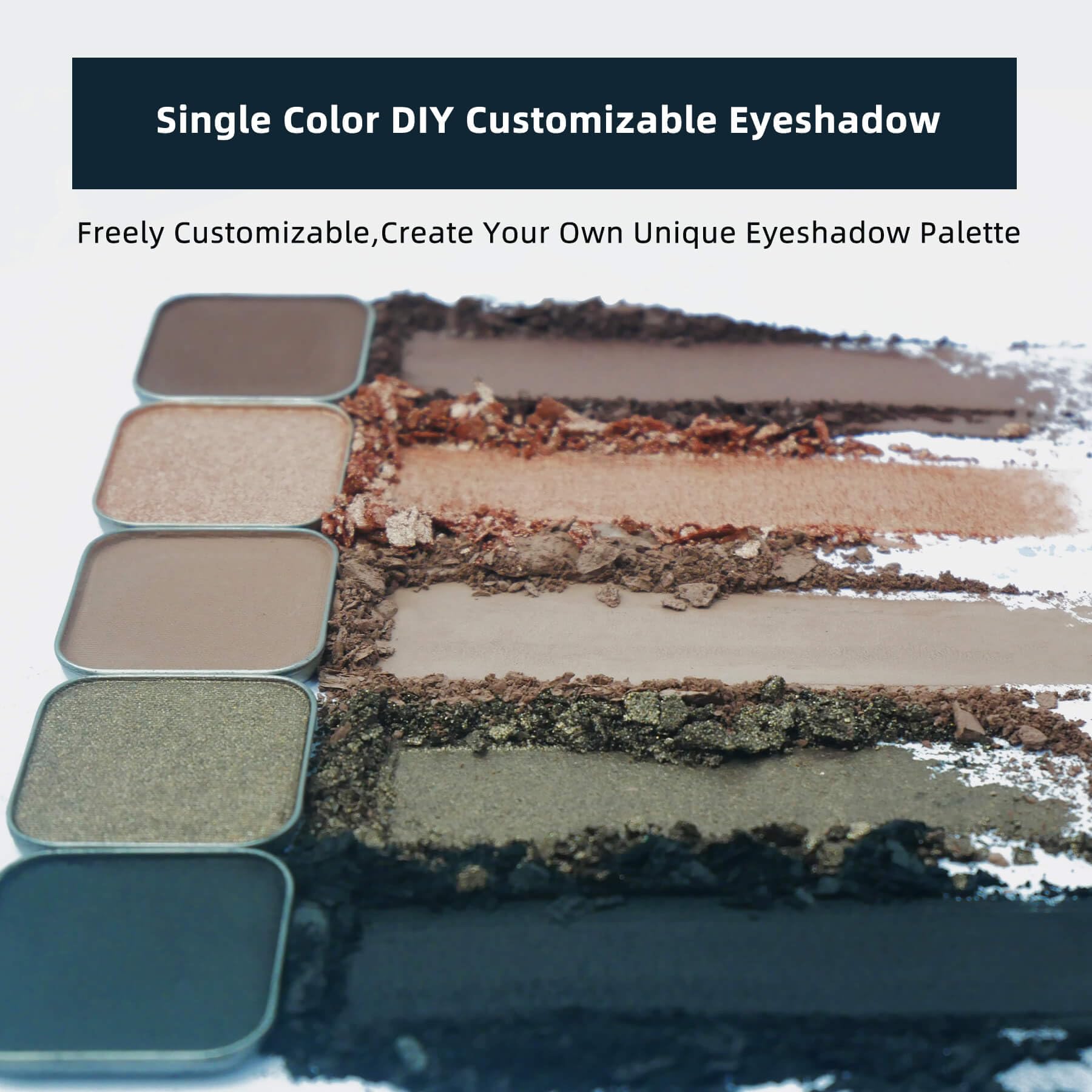 Sombra de ojos magnética de un solo color mate con bandeja de metal, color nude natural de larga duración, base para looks de ojos ahumados, para paleta magnética vacía (tesoro taupe) 4