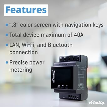 Shelly Pro 4PM - Wi-Fi 4-Channel Smart Relay With Power Metering, Max 40A, Home Automation, Compatible with Alexa & Google Home, iOS Android App, No Hub Required, Remote Control and Monitoring