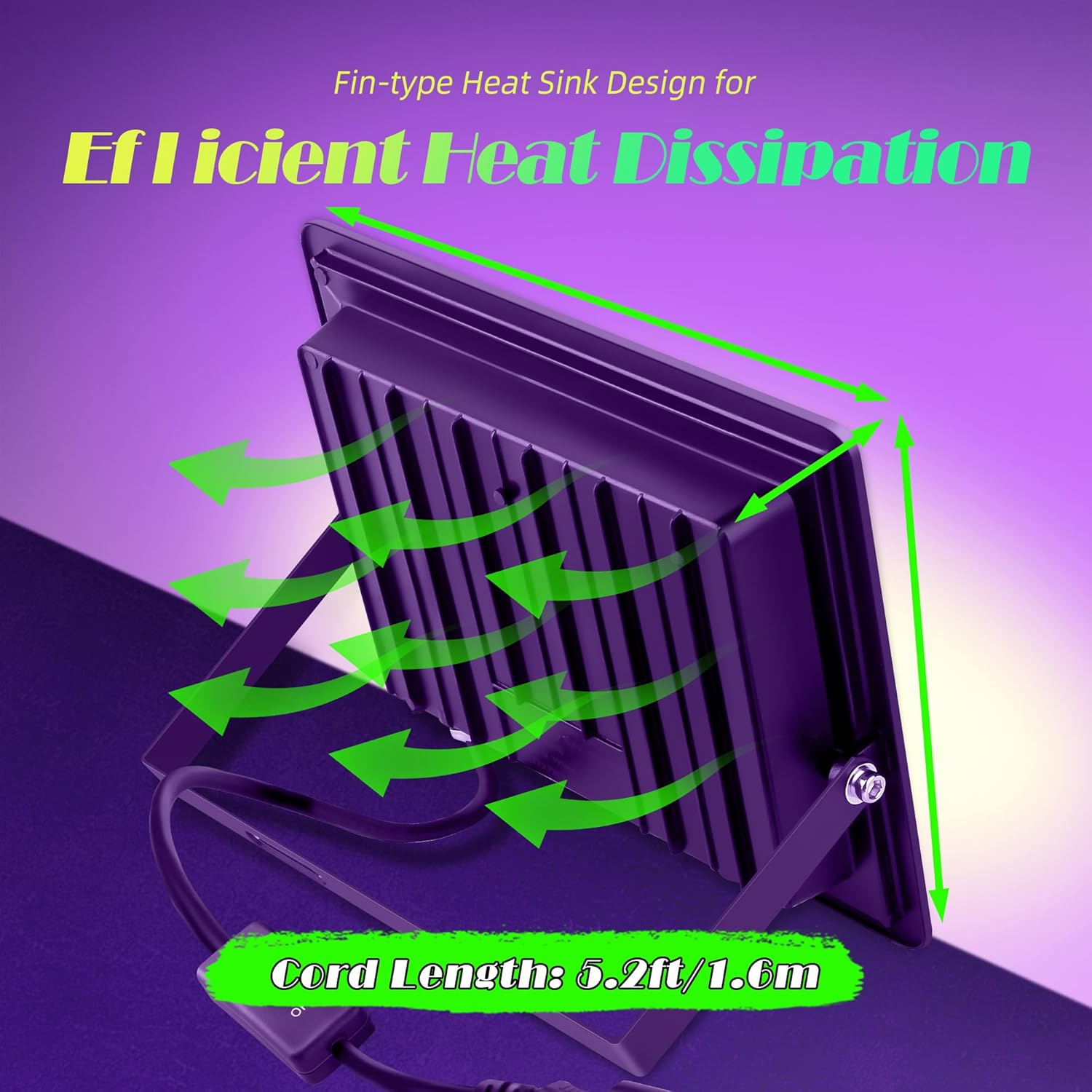 4 Pack 200W LED Black Lights, Blacklight Flood Lights with Plug & Switch, Waterproof IP66 Outdoor High Power Neon Glow for Parties, Halloween Decorations, Fluorescent Poster, Body Paint